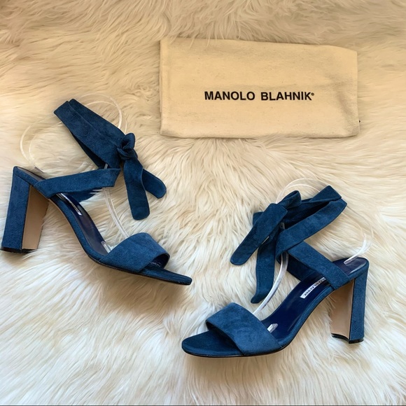 Manolo Blahnik Shoes - Rare! MANOLO BLAHNIK Suede Ankle Wrap Sandals